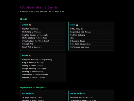 skills screenshot