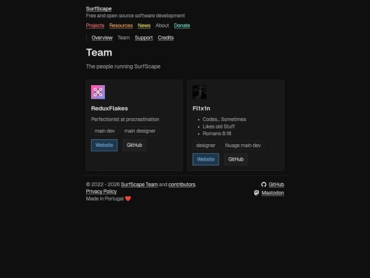 about/team screenshot