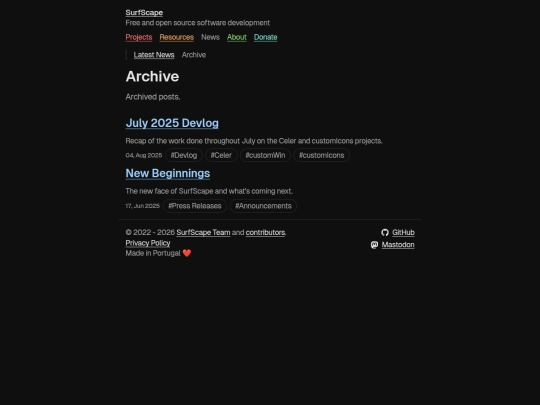 news/archive screenshot
