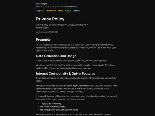 projects/celer/legal/privacy screenshot