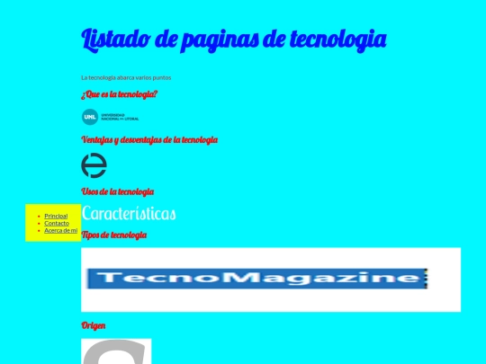 archivopagina2/Menu screenshot