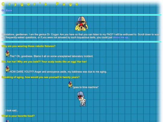 retro/crygorpage screenshot