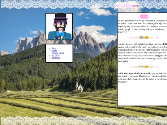 pages/system screenshot