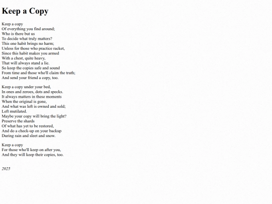 poems/keepacopy screenshot