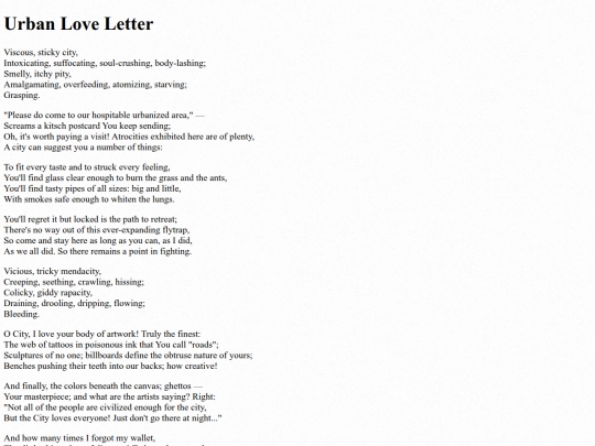 poems/urbanloveletter screenshot
