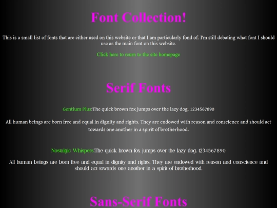 fonts screenshot