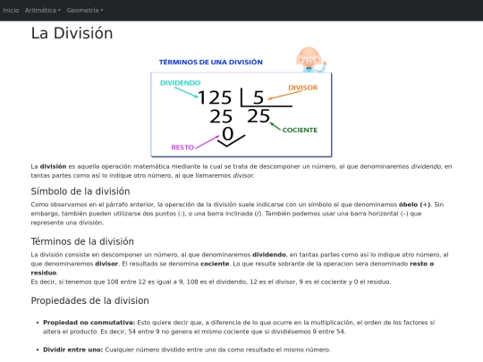 aritmetica/division/division screenshot