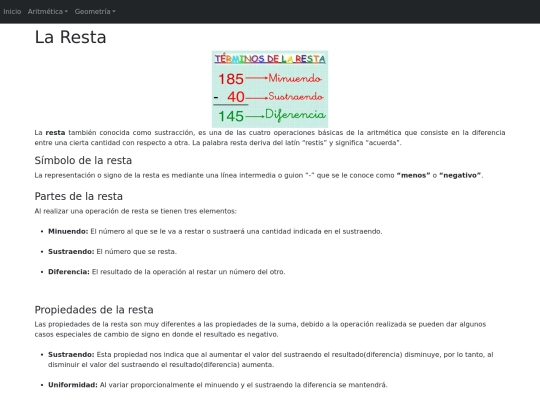 aritmetica/resta/resta screenshot