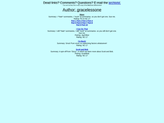 jsbarchive/authorlist/gracelessone screenshot