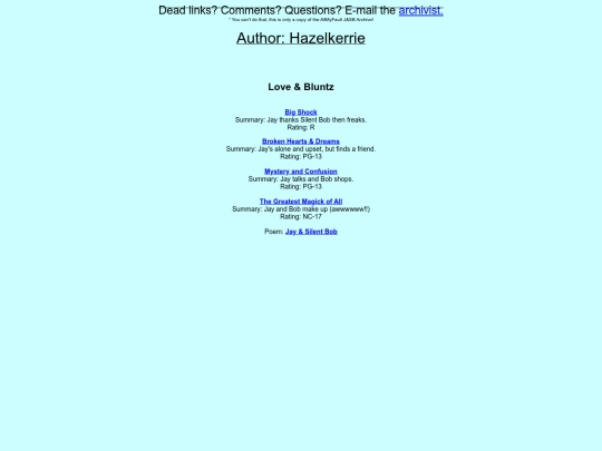 jsbarchive/authorlist/hazelkerrie screenshot