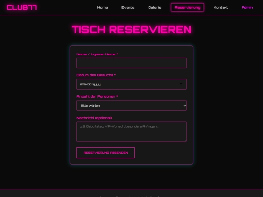 reservierung screenshot