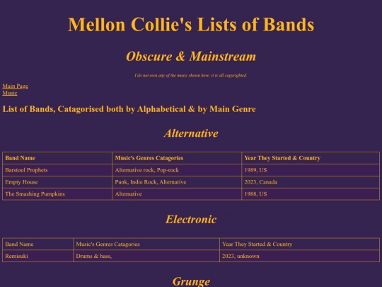 ListofBands screenshot