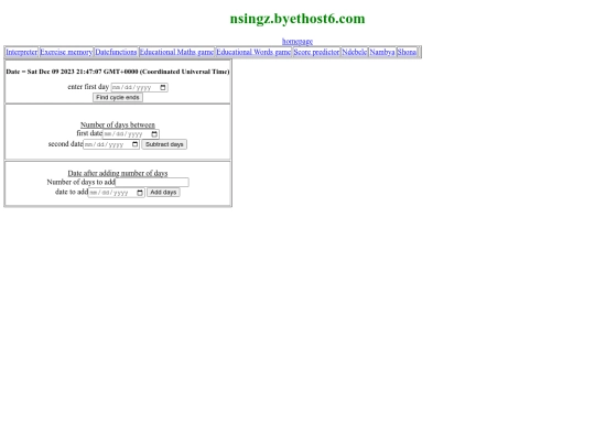 dates screenshot