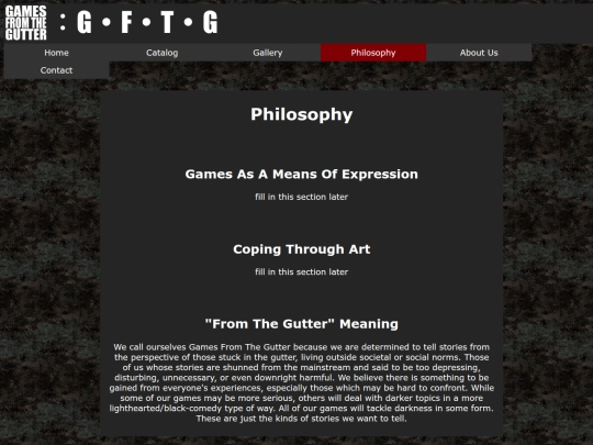 Games From The Gutter/manifesto screenshot