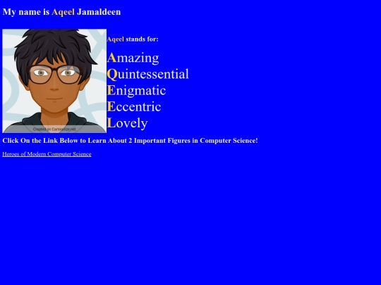 Aqeel's Website/trueindex screenshot