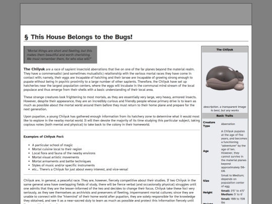 bugrace_dnd/race_information screenshot