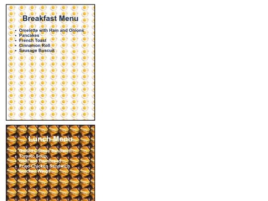 menu screenshot