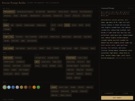portrait-prompt-builder screenshot