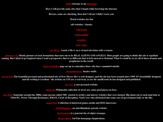 links screenshot