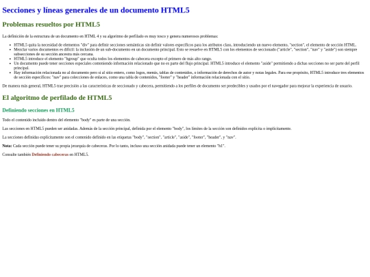 html/seccionesylineas screenshot