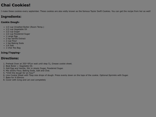 ChaiCookieRecipe screenshot