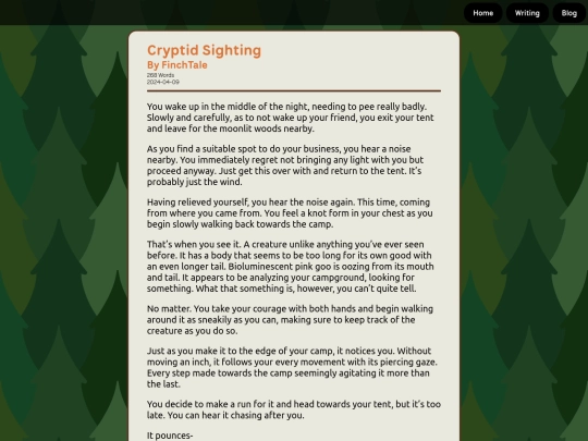 writing/cryptidsighting screenshot