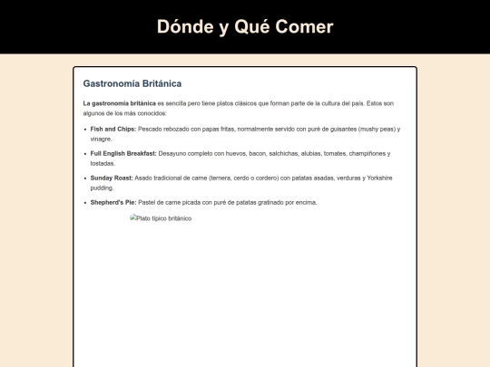 Donde y que comer screenshot