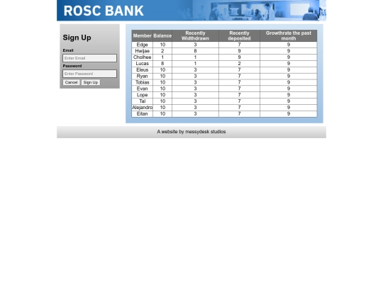 Bank screenshot