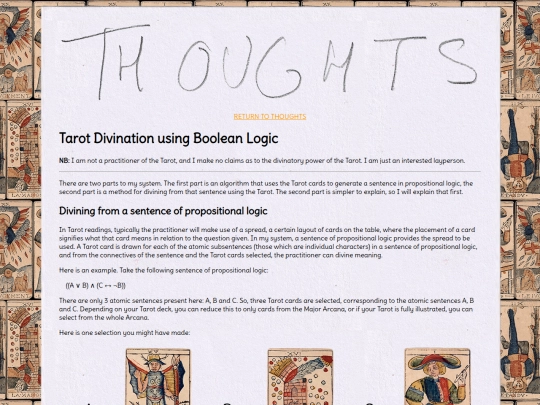thoughts/booleantarot screenshot