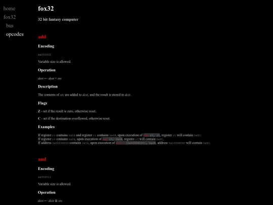 fox32/opcodes screenshot