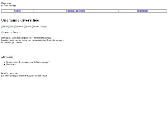 Site Internet/Pages Web/Unefaunediversifie screenshot