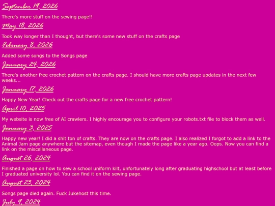 changelog screenshot