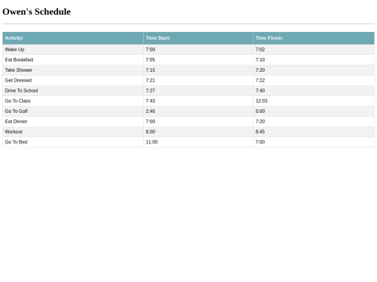 Schedule screenshot