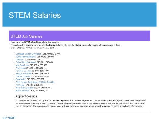 STEM/salaries screenshot
