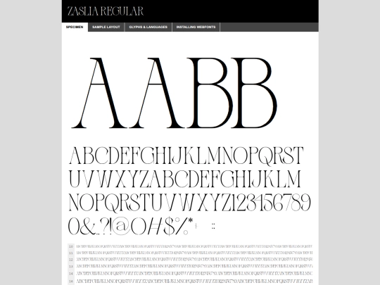 fonts/zaslia-demo screenshot