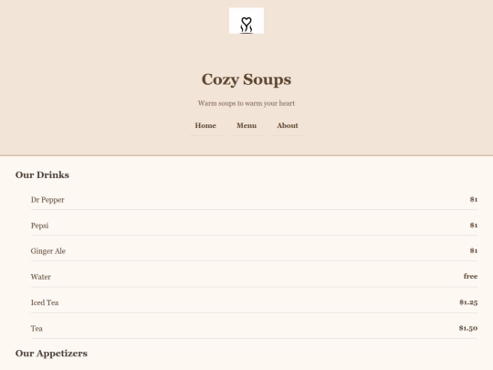 menu screenshot