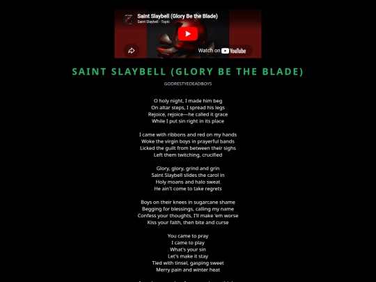 lyrics/godrestyedeadboys/saint-slaybell-glory-be-the-blade screenshot