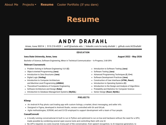 resume screenshot