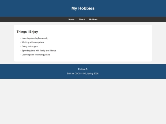 hobbies screenshot