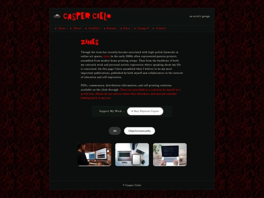 pages/zines screenshot
