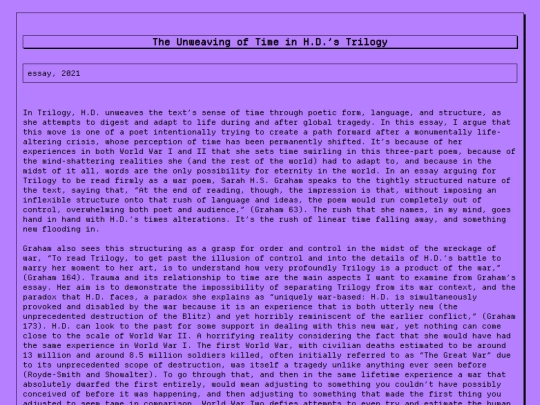 essays/trilogy screenshot