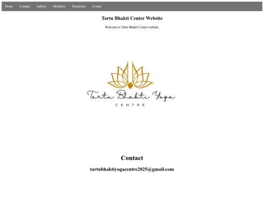 bhakti yoga center contact page screenshot