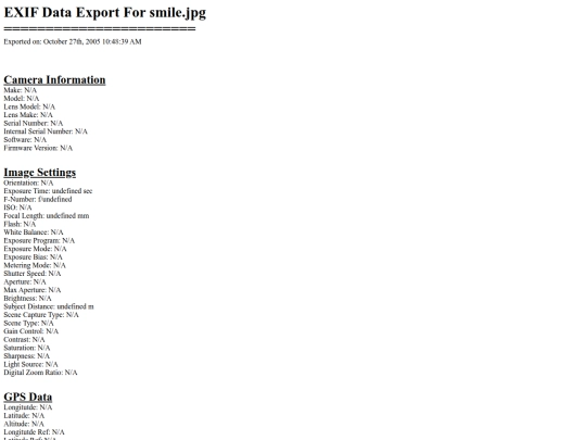 exifexport screenshot