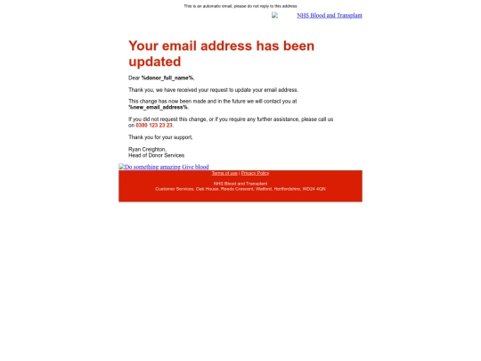 emails/amended/60-Donor-Portal-Live-Email-Update screenshot