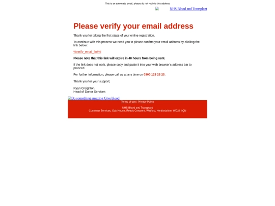 emails/amended/61-Donor-Portal-Live-Email-Verification screenshot