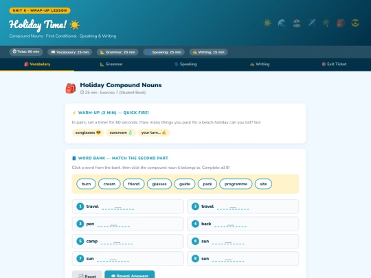 airport vocabulary/holiday time/unit6_wrapup_lesson screenshot