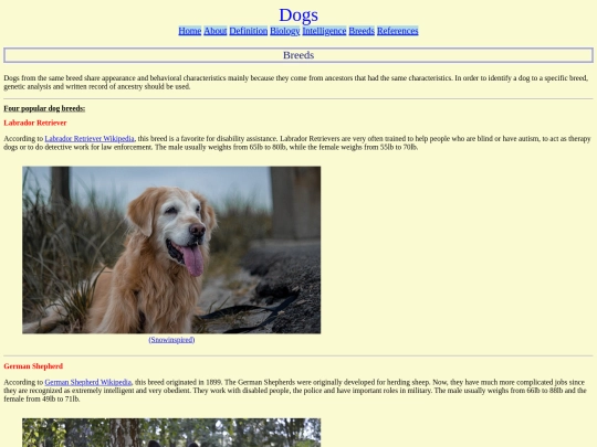 website/breeds screenshot
