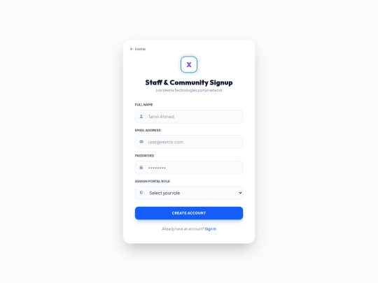 VXT/admin-signup screenshot