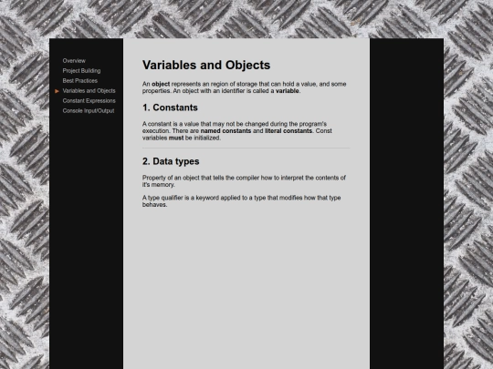 docs/cpp/variables_and_objects screenshot