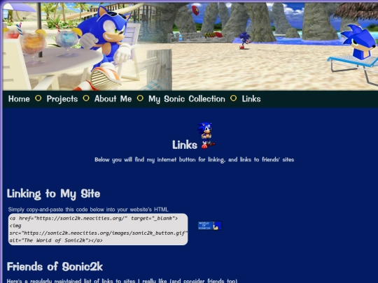 links screenshot